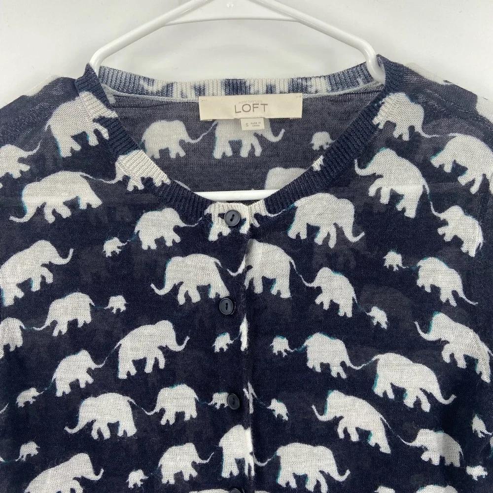 Loft elephant cardigan Blue‎ White Small